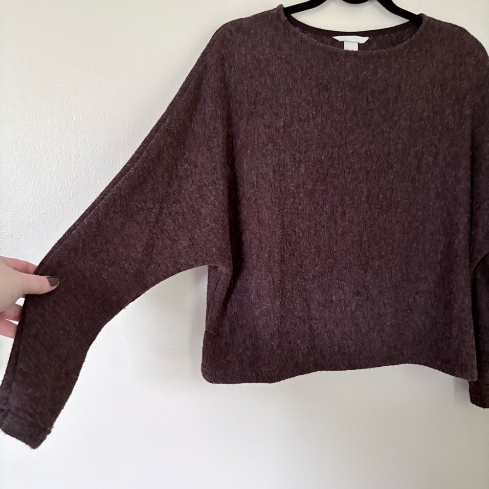 H&M Brown Batwing Fuzzy Sweater Size Small - Picture 5 of 10